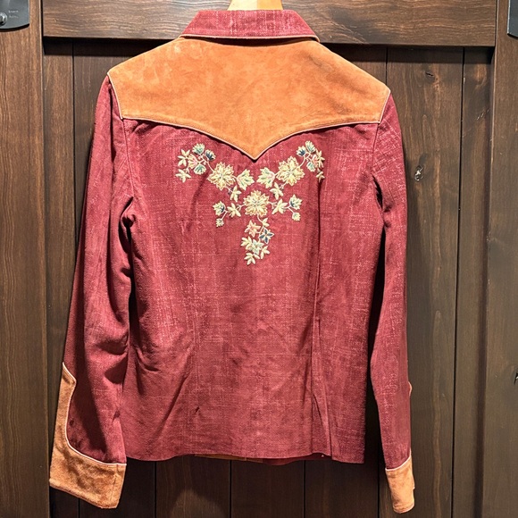 Double D Ranch Red and Orange Leather Jacket - Picture 2 of 2